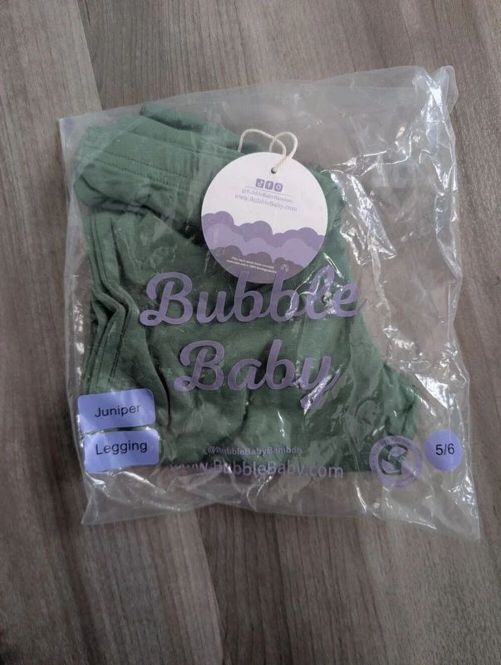 New Bubble Baby Bamboo Leggings in Juniper Green, 5-6Y (U1)